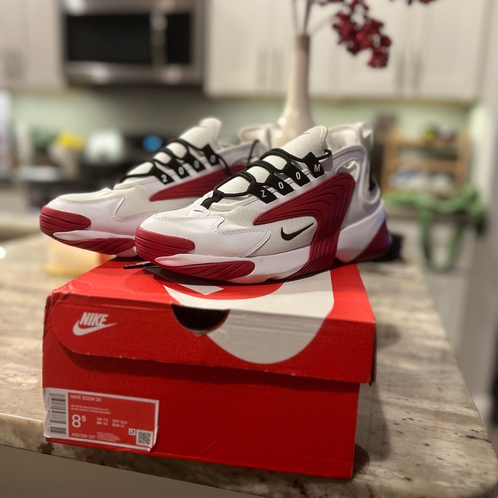 Nike Zoom 2K. Red and White Athletic Shoes